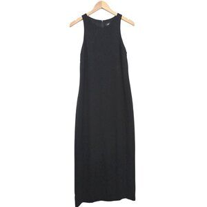Vintage Calvin Klein Maxi Dress Womens 8 Black Sleeveless Back Slit Formal Party